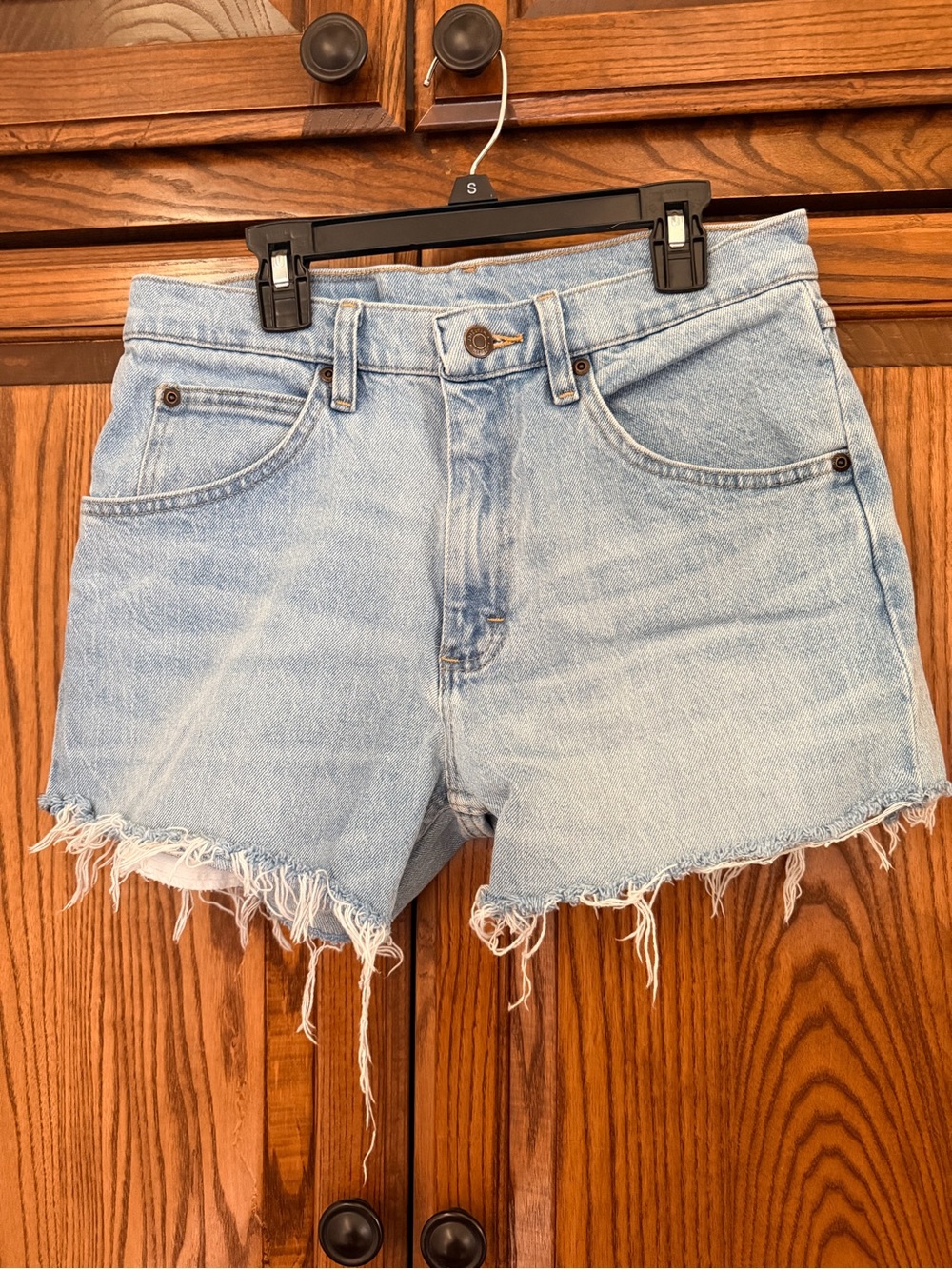 Wrangler Light Blue Frayed Hem Denim Shorts